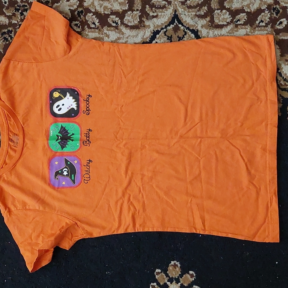 LIKE NEW!👻Halloween Women's short sleeve graphic tee; Size: Small 4/6, Orange